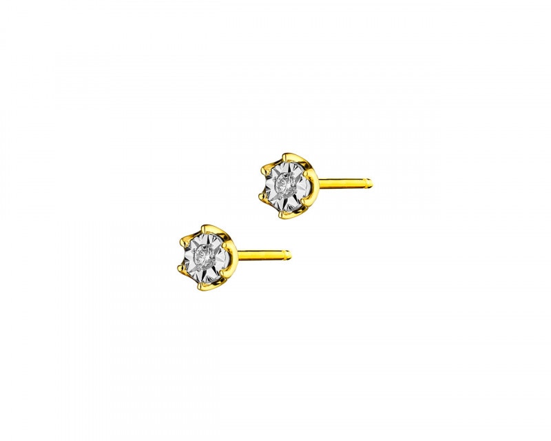Yellow & White Gold Diamond Earrings 0,02 ct - fineness 585