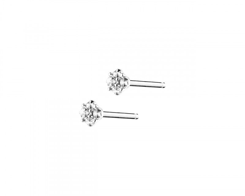 White Gold Diamond Earrings 0,006 ct - fineness 14 K