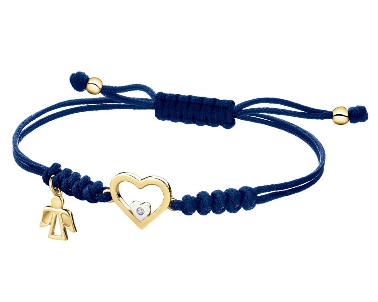 Náramek s prvky ze žlutého zlata s diamantem - 0,003 ct - ryzost 585