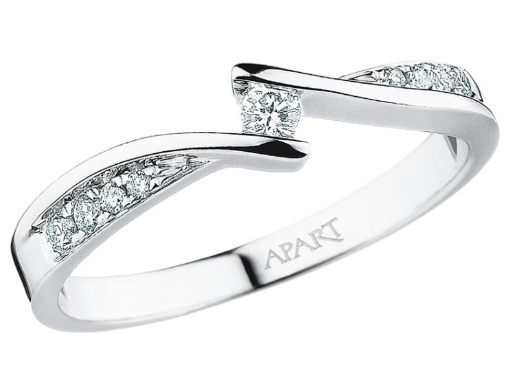 White Gold Diamond Ring 0,13 ct - fineness 18 K