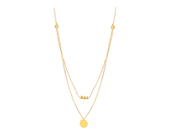 Gold Plated Silver Necklace - Round Disc, Balls