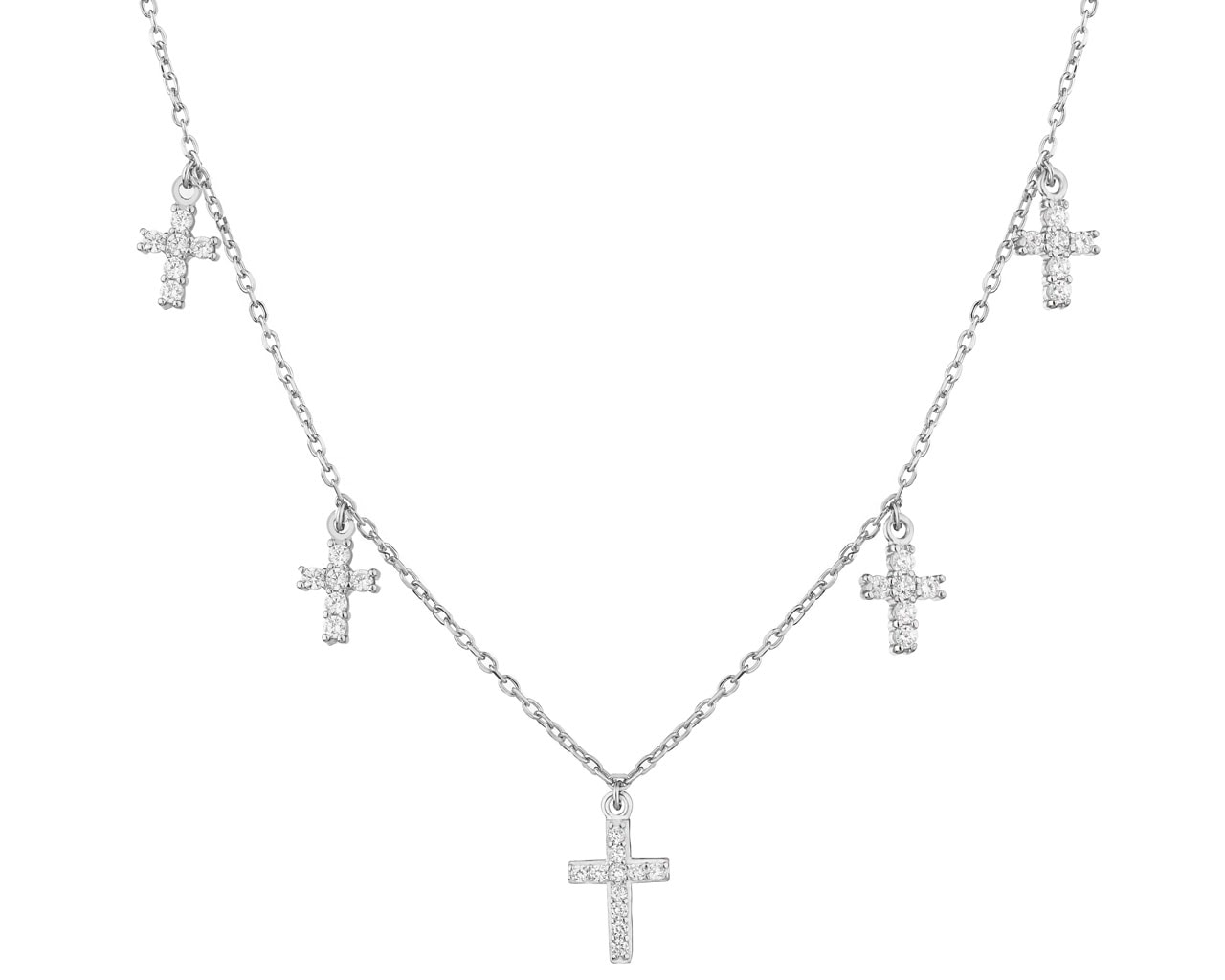 Naszyjnik srebrny z cyrkoniami - krzyże