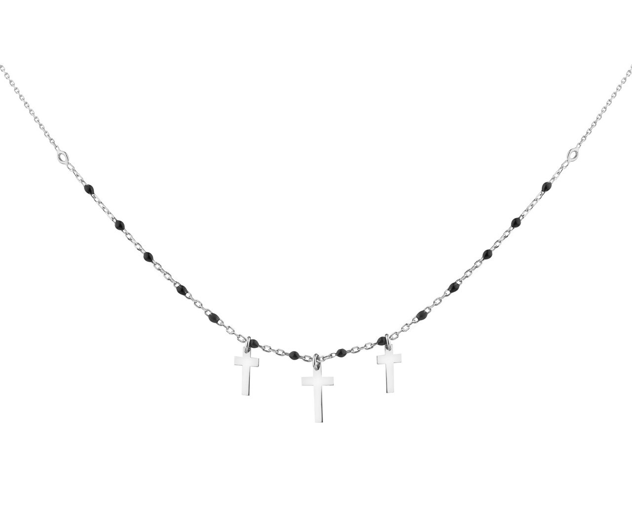 Sterling Silver & Enamel Necklace - Cross