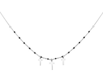 Sterling Silver & Enamel Necklace - Cross