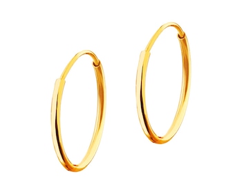Yellow Gold Earrings - Hoop, 15 mm