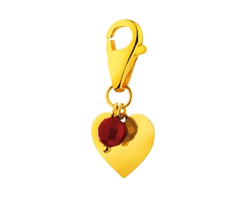 Yellow Gold Charms Pendant with Cubic Zirconia - Heart