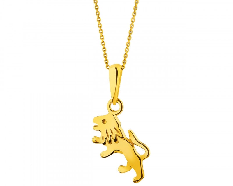 Yellow Gold Zodiac Pendant - Leo