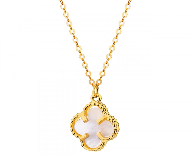 Yellow Gold Necklace with Mother of Pearl