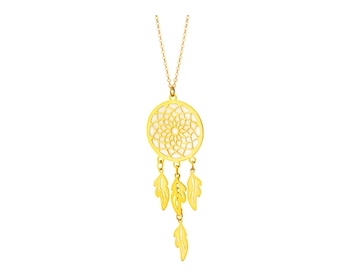 Yellow Gold Necklace with Mother of Pearl - Dream Catcher