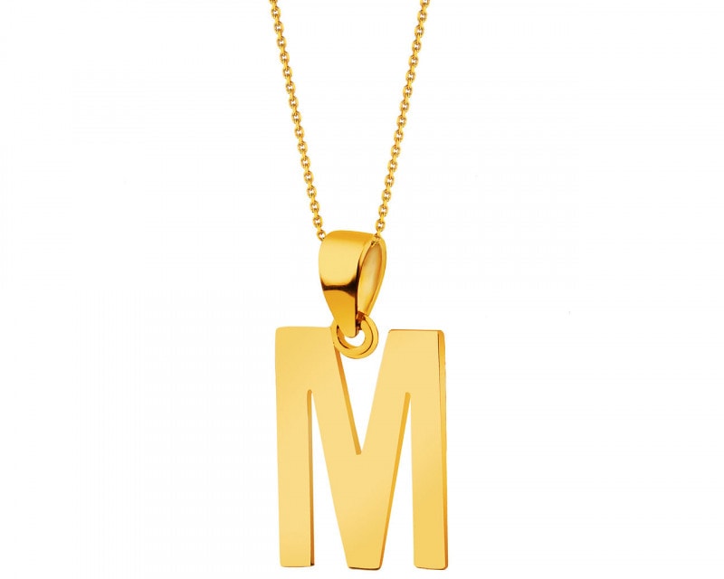 Yellow Gold Pendant - Letter M