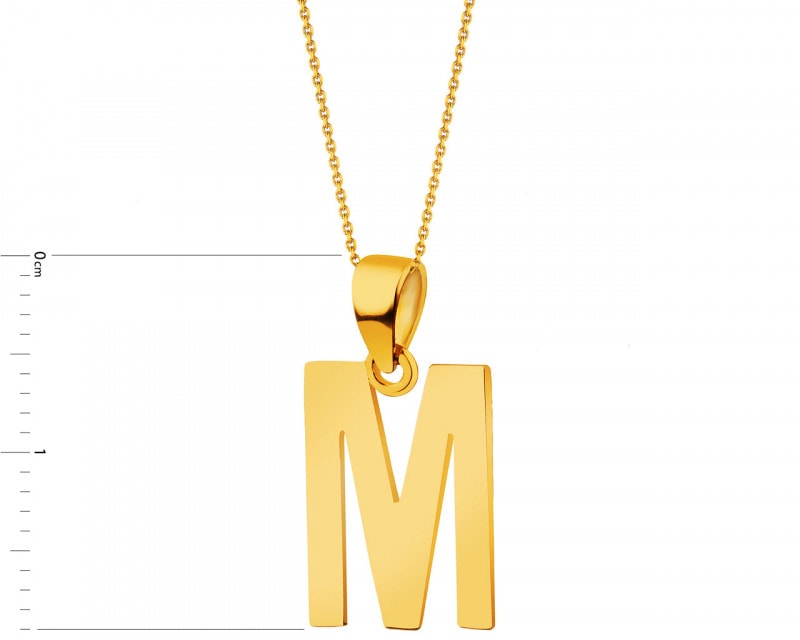 Yellow Gold Pendant - Letter M