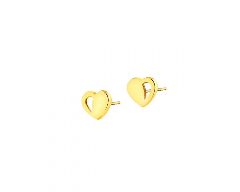 Yellow Gold Earrings - Hearts