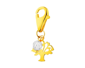 Yellow Gold Charms Pendant with Cubic Zirconia - Tree
