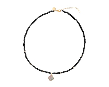 Gold plated brass necklace with agate & mother of pearl></noscript>
                    </a>
                </div>
                <div class=