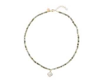 Gold Plated Brass Necklace with Labradorite & Mother of Pearl
