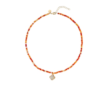 Gold Plated Brass Necklace with Agate & Mother of Pearl></noscript>
                    </a>
                </div>
                <div class=
