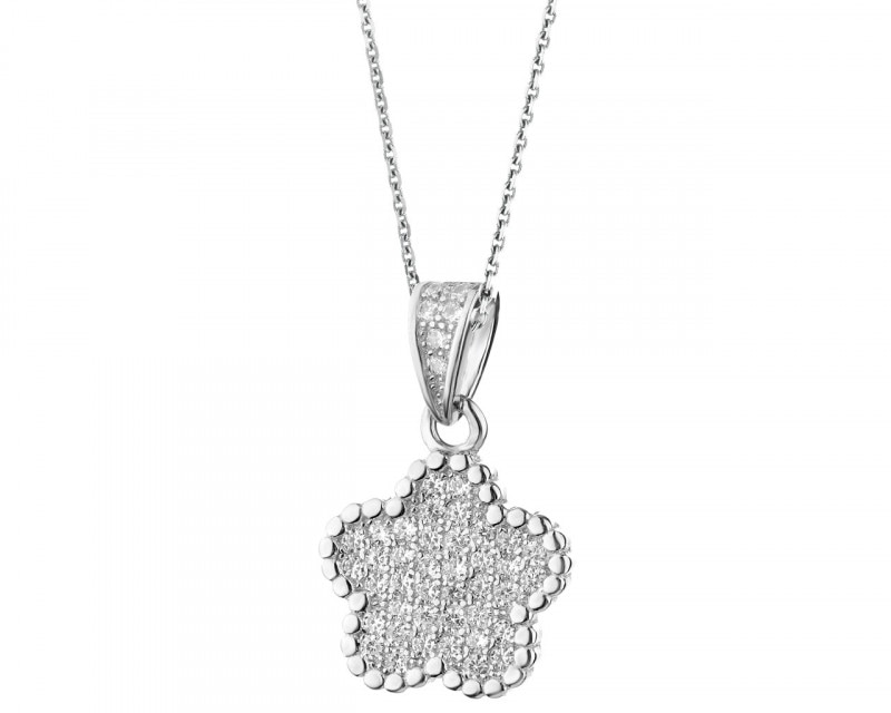 Sterling Silver Pendant with Cubic Zirconia - Flower