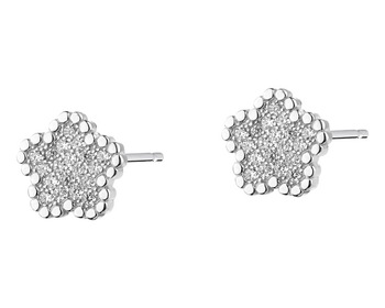Kolczyki srebrne z cyrkoniami - kwiat