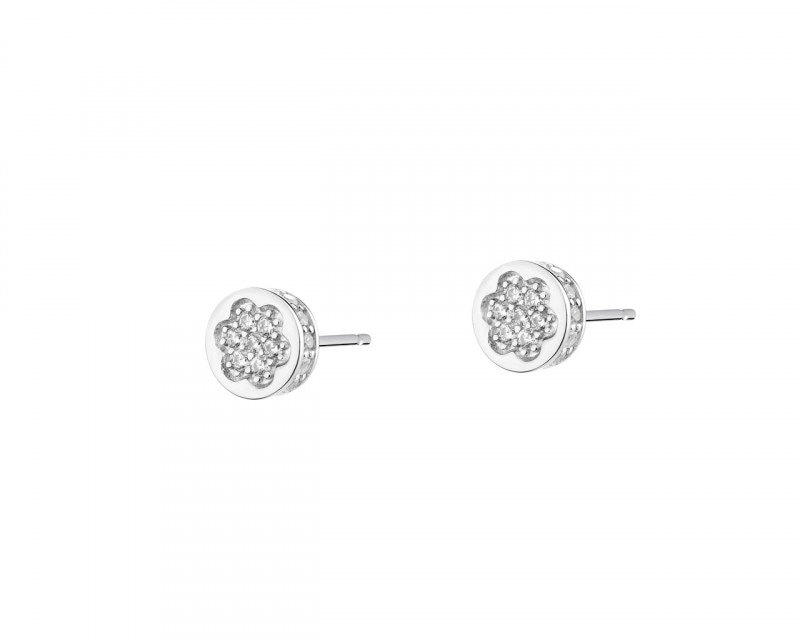 Sterling Silver Earrings with Cubic Zirconia - Flower