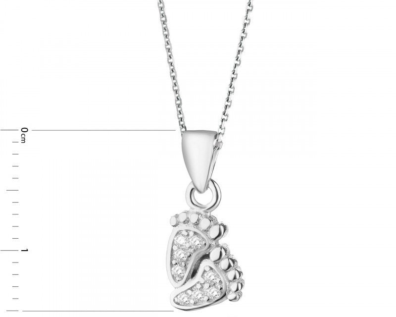 Sterling Silver Pendant with Cubic Zirconia - Feet
