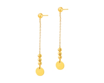 Gold Plated Silver Earrings - Round Disc, Balls