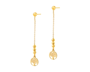 Gold Plated Silver Earrings - Tree, Balls