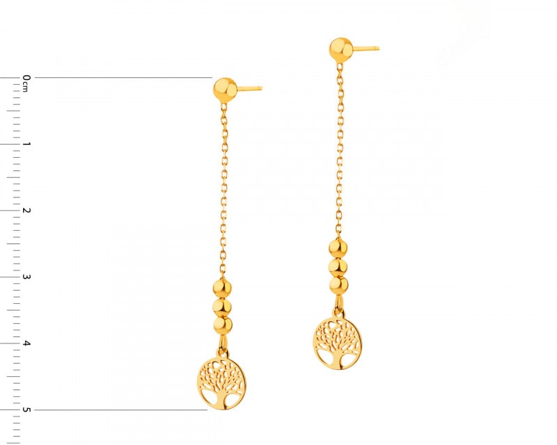 Gold Plated Silver Earrings - Tree, Balls