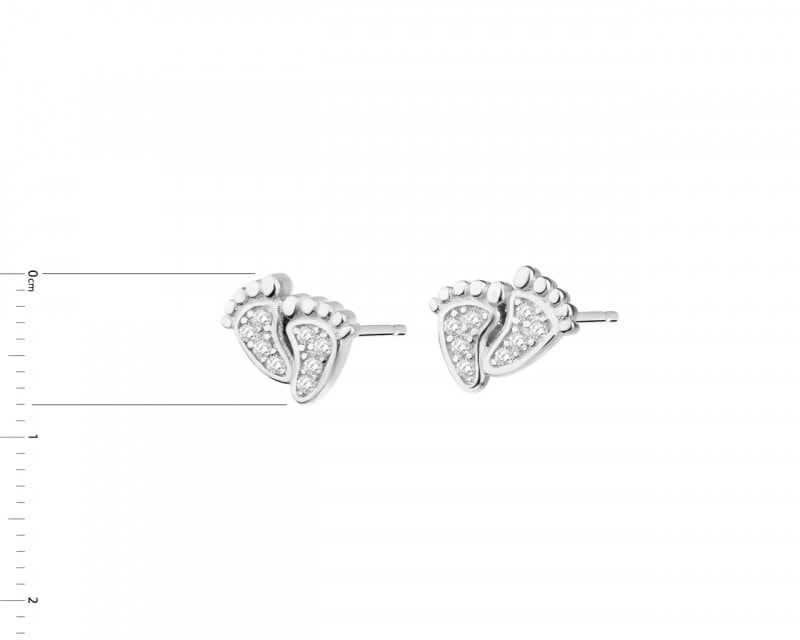 Sterling Silver Earrings with Cubic Zirconia - Feet