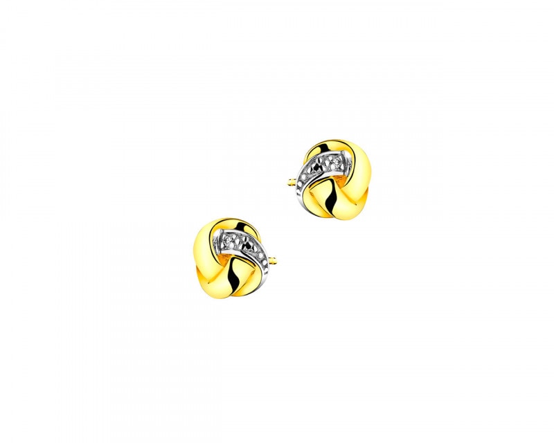 Yellow Gold Diamond Earrings 0,005 ct - fineness 9 K