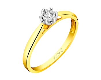 Yellow & White Gold Diamond Ring 0,05 ct - fineness 9 K
