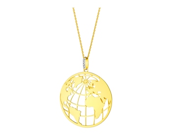 Yellow Gold Diamond Pendant - Globe 0,01 ct - fineness 9 K
