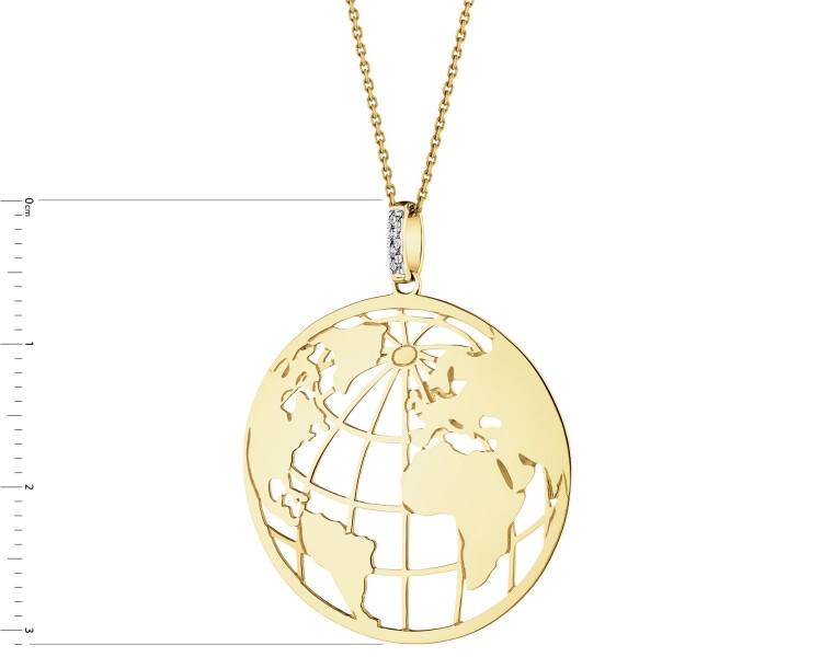Zawieszka z żółtego złota z diamentami - kula ziemska - 0,01 ct - próba 375