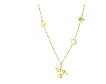 9 K Yellow Gold Necklace with Diamonds 0,01 ct - fineness 9 K