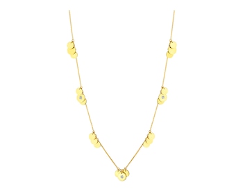 Yellow Gold Diamond Necklace - Round Disc 0,01 ct - fineness 9 K