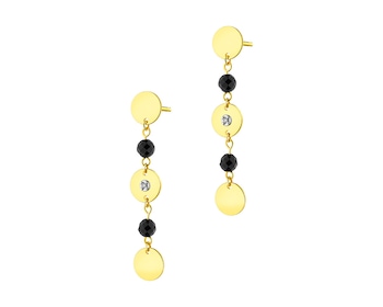 14 K Yellow Gold Earrings with Diamonds 0,01 ct - fineness 14 K