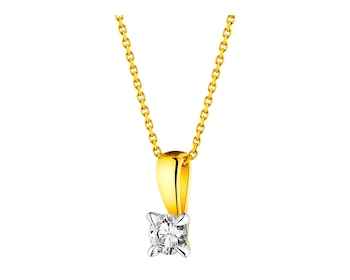 18 K Yellow Gold Pendant with Diamond 0,18 ct - fineness 18 K