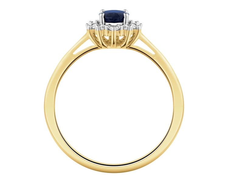 14 K Rhodium-Plated Yellow Gold Ring - fineness 14 K