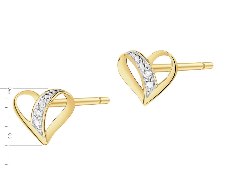 9 K Yellow Gold Earrings with Diamonds - 0,008 ct - fineness 9 K