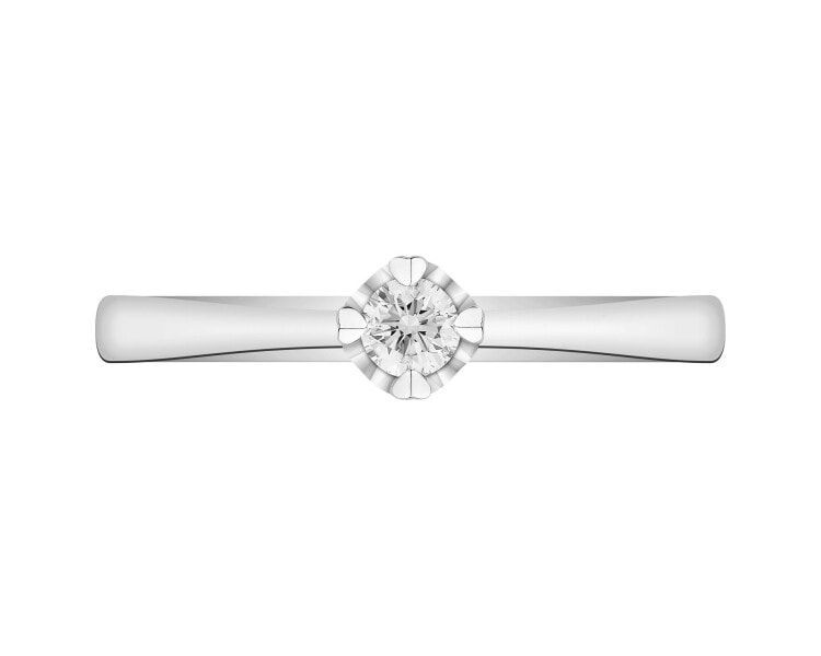 Pierścionek z białego złota z brylantem - serce - 0,08 ct - próba 750