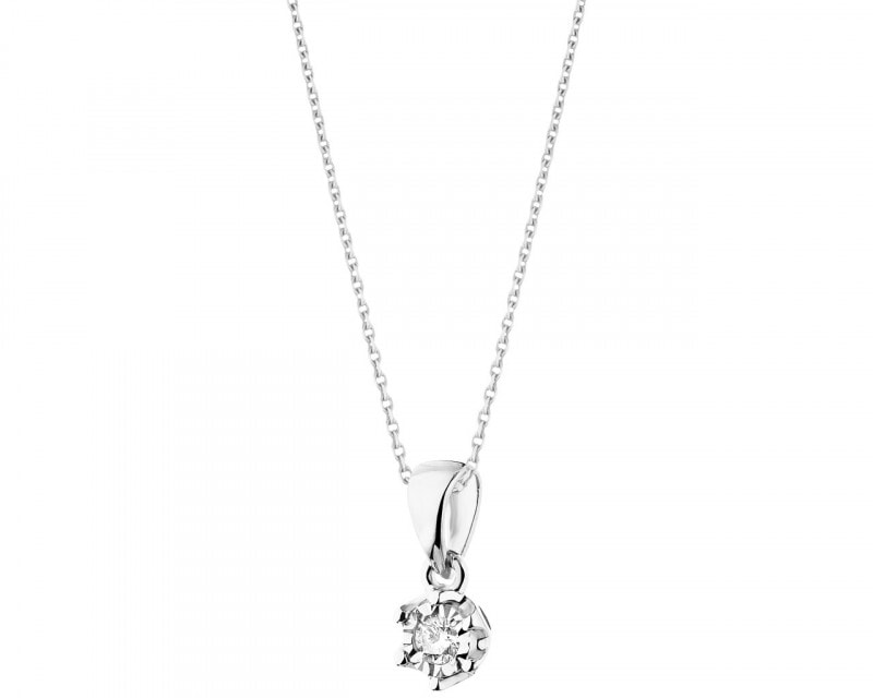 White Gold Diamond Pendant - 0,05 ct - fineness 9 K