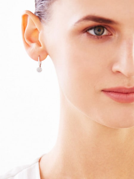 14 K White Gold Earrings with Diamonds 0,19 ct - fineness 14 K
