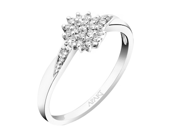 14 K White Gold Ring with Diamonds 0,12 ct - fineness 14 K