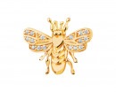 Złota broszka z cyrkoniami  - pszczółka
