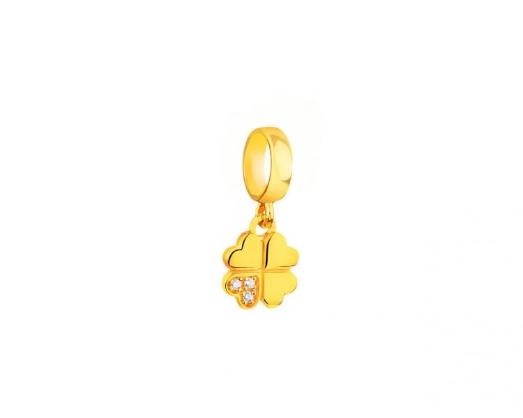 8 K Yellow Gold Pendant with Cubic Zirconia