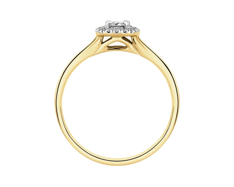 14 K Yellow Gold, White Gold Ring with Diamonds - 0,20 ct - fineness 585