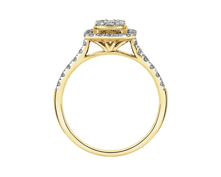 14 K Yellow Gold Ring with Diamonds - 0,50 ct - fineness 14 K