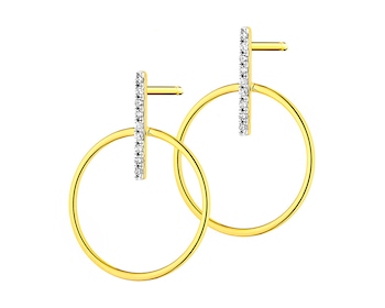Yellow gold hoop diamond earrings 0,05 ct - fineness 9 K