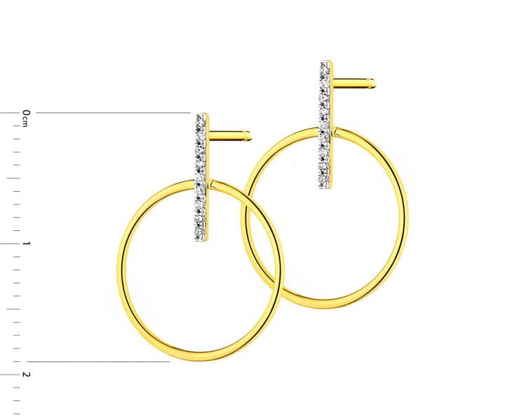 Yellow gold hoop diamond earrings 0,05 ct - fineness 9 K