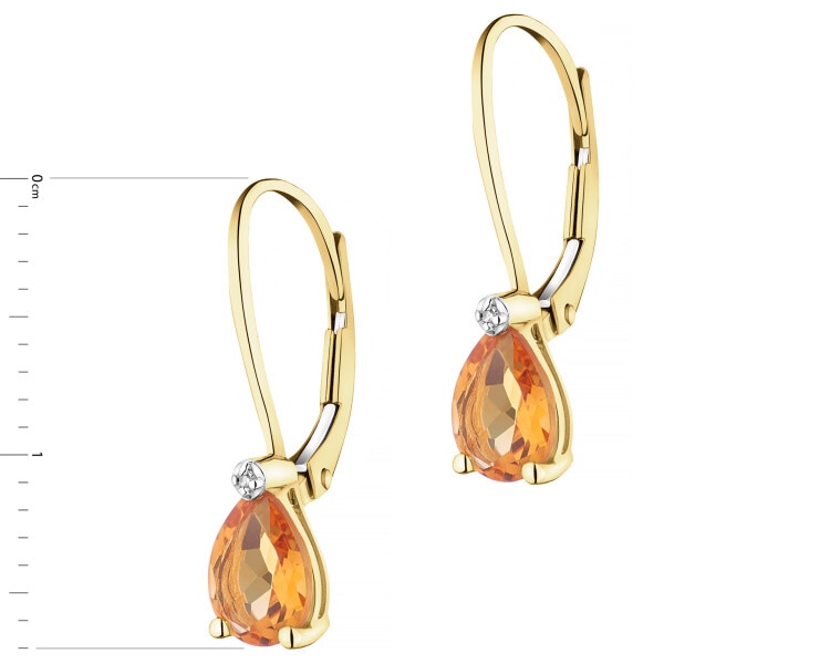 9 K Yellow Gold Earrings with Diamonds - fineness 9 K