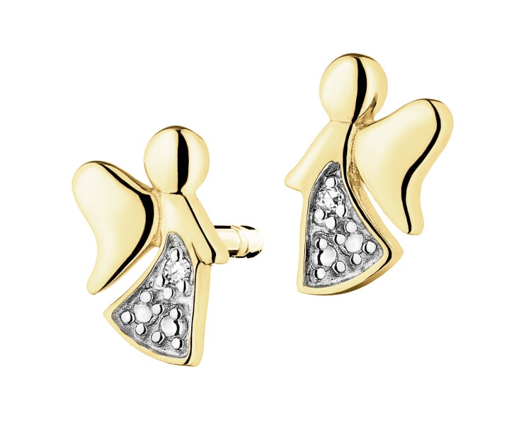 14 K Yellow Gold Earrings with Diamonds - 0,005 ct - fineness 14 K